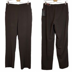 Briggs New York Brown Stretch Straight Leg Dress Pants 10 Career Business